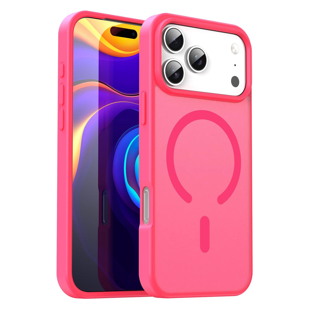 Compatible with iPhone 18 Pro Max Fanying Series PC Dual-Layer TPU Translucent Frosted MagSafe Phone Case - Rose Red