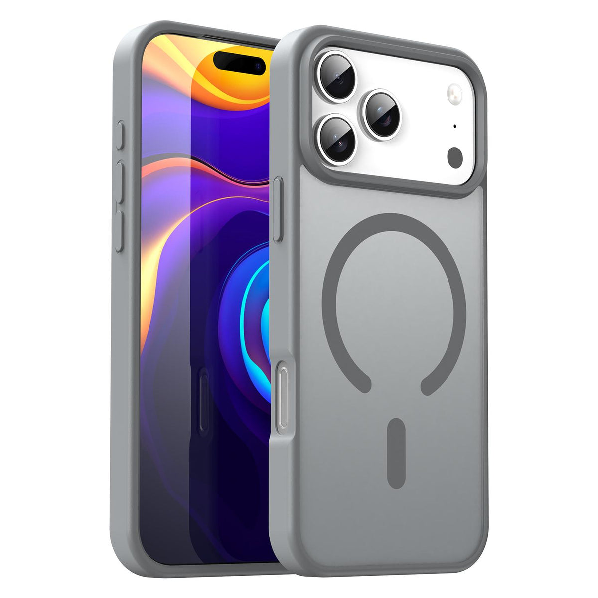 Compatible with iPhone 18 Pro Max Fanying Series PC Dual-Layer TPU Translucent Frosted MagSafe Phone Case - Silver Grey