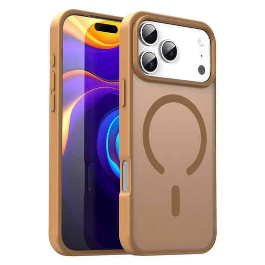 Compatible with iPhone 18 Pro Max Fanying Series PC Dual-Layer TPU Translucent Frosted MagSafe Phone Case - Desert Gold
