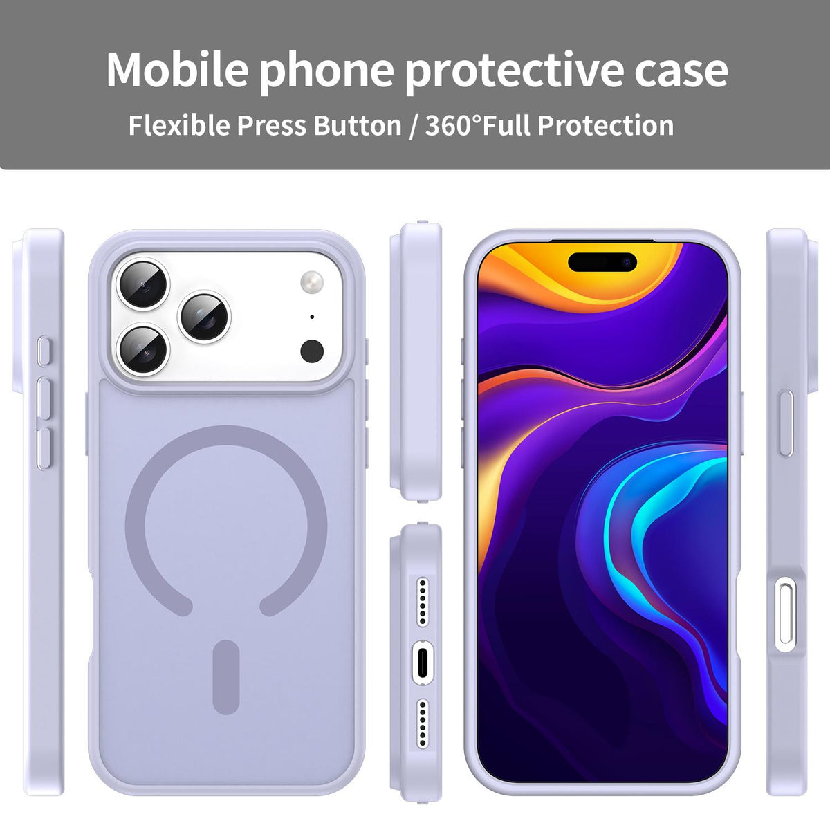 Compatible with iPhone 18 Pro Max Fanying Series PC Dual-Layer TPU Translucent Frosted MagSafe Phone Case - Lavender