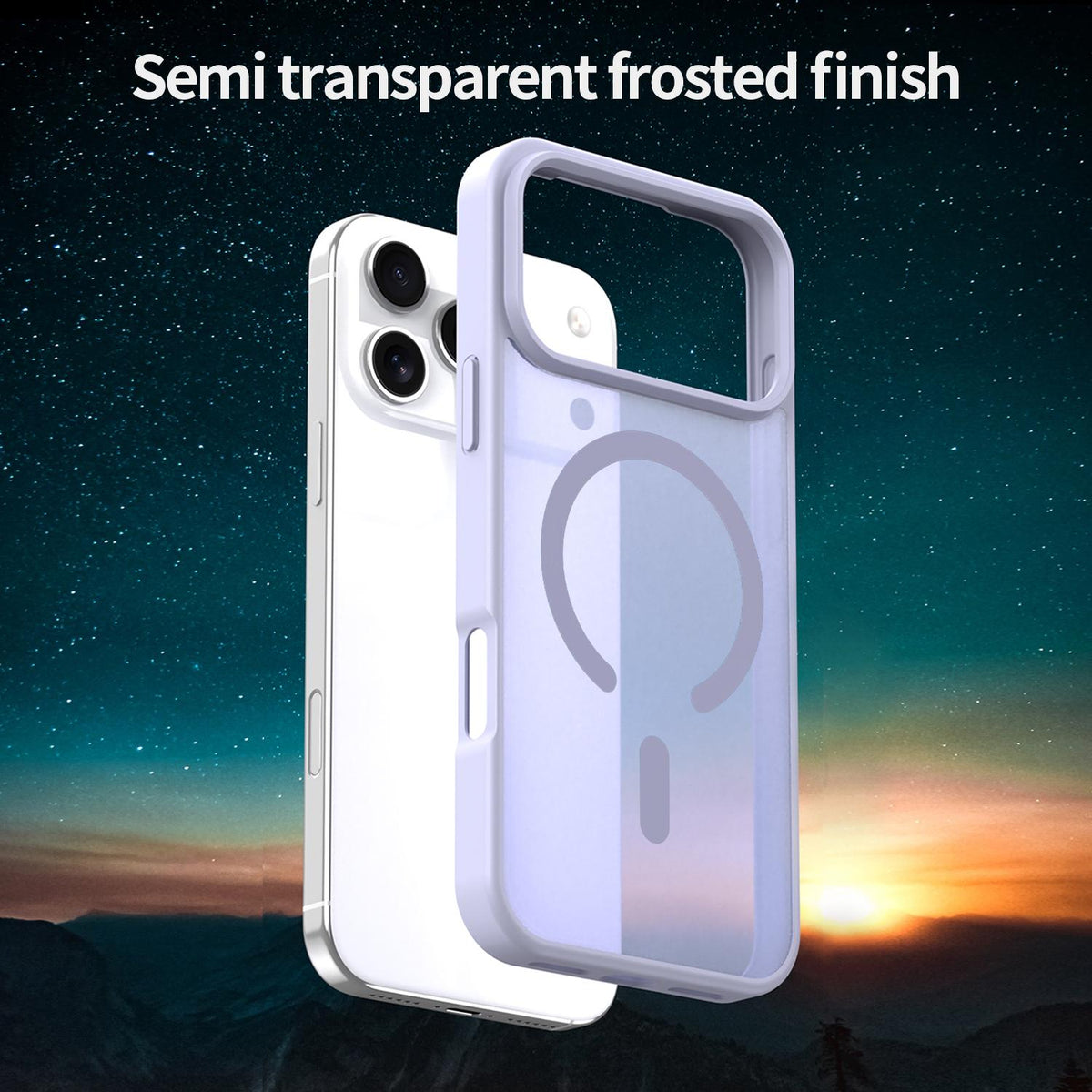 Compatible with iPhone 18 Pro Max Fanying Series PC Dual-Layer TPU Translucent Frosted MagSafe Phone Case - Lavender