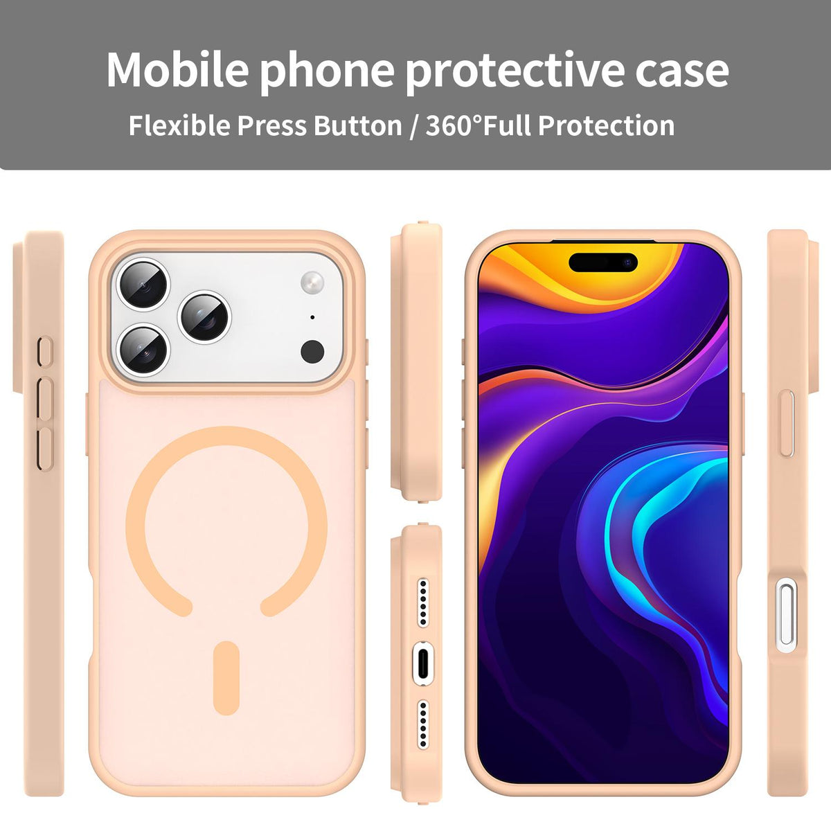 Compatible with iPhone 18 Pro Max Fanying Series PC Dual-Layer TPU Translucent Frosted MagSafe Phone Case - Rouge Powder