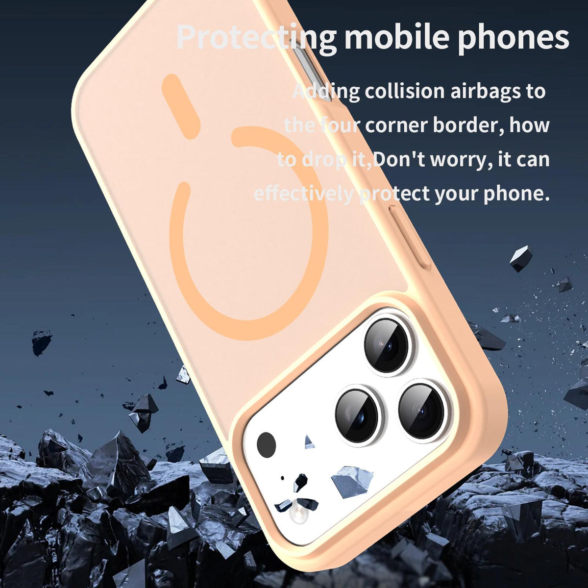 Compatible with iPhone 18 Pro Max Fanying Series PC Dual-Layer TPU Translucent Frosted MagSafe Phone Case - Rouge Powder