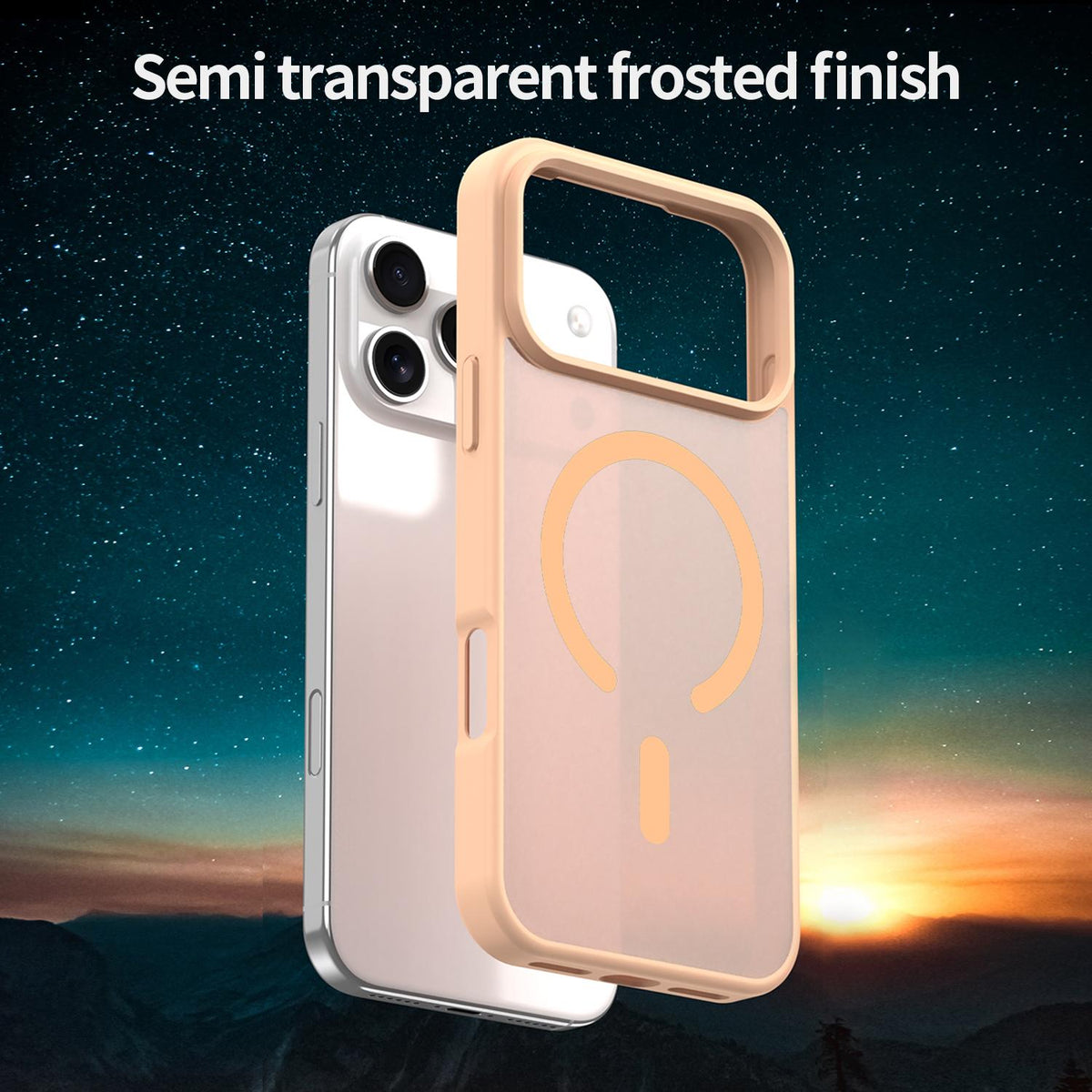 Compatible with iPhone 18 Pro Max Fanying Series PC Dual-Layer TPU Translucent Frosted MagSafe Phone Case - Rouge Powder