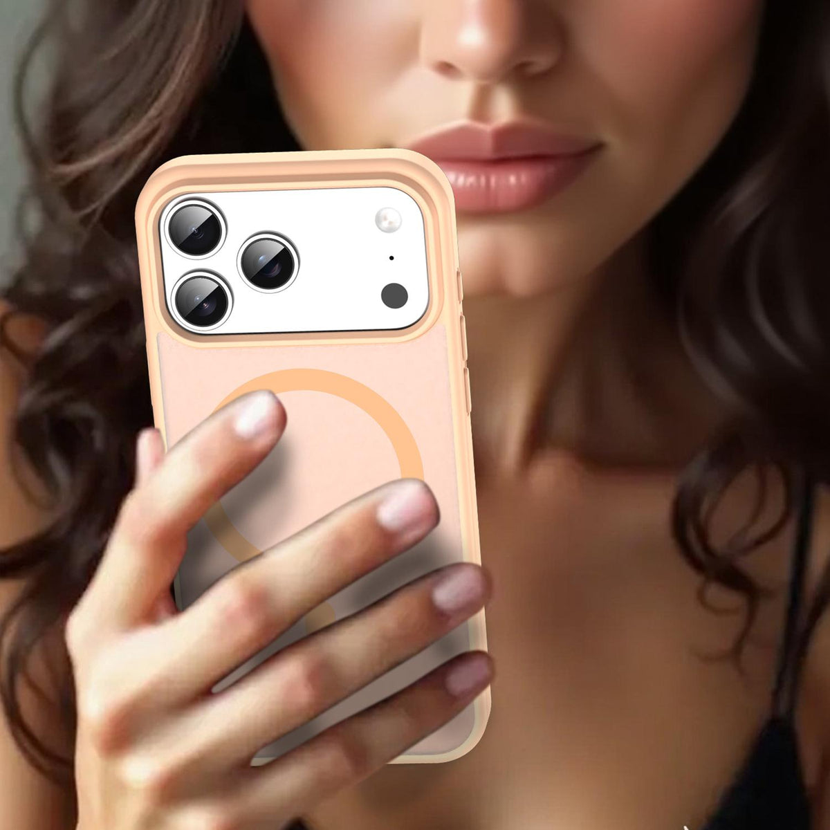 Compatible with iPhone 18 Pro Max Fanying Series PC Dual-Layer TPU Translucent Frosted MagSafe Phone Case - Rouge Powder