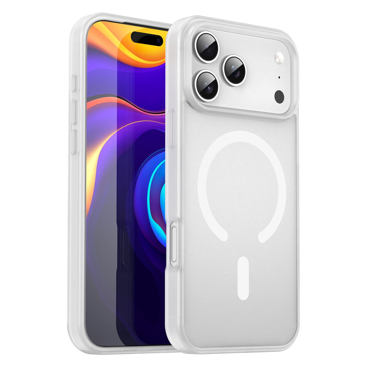 Compatible with iPhone 18 Pro Max Fanying Series PC Dual-Layer TPU Translucent Frosted MagSafe Phone Case - Matte White