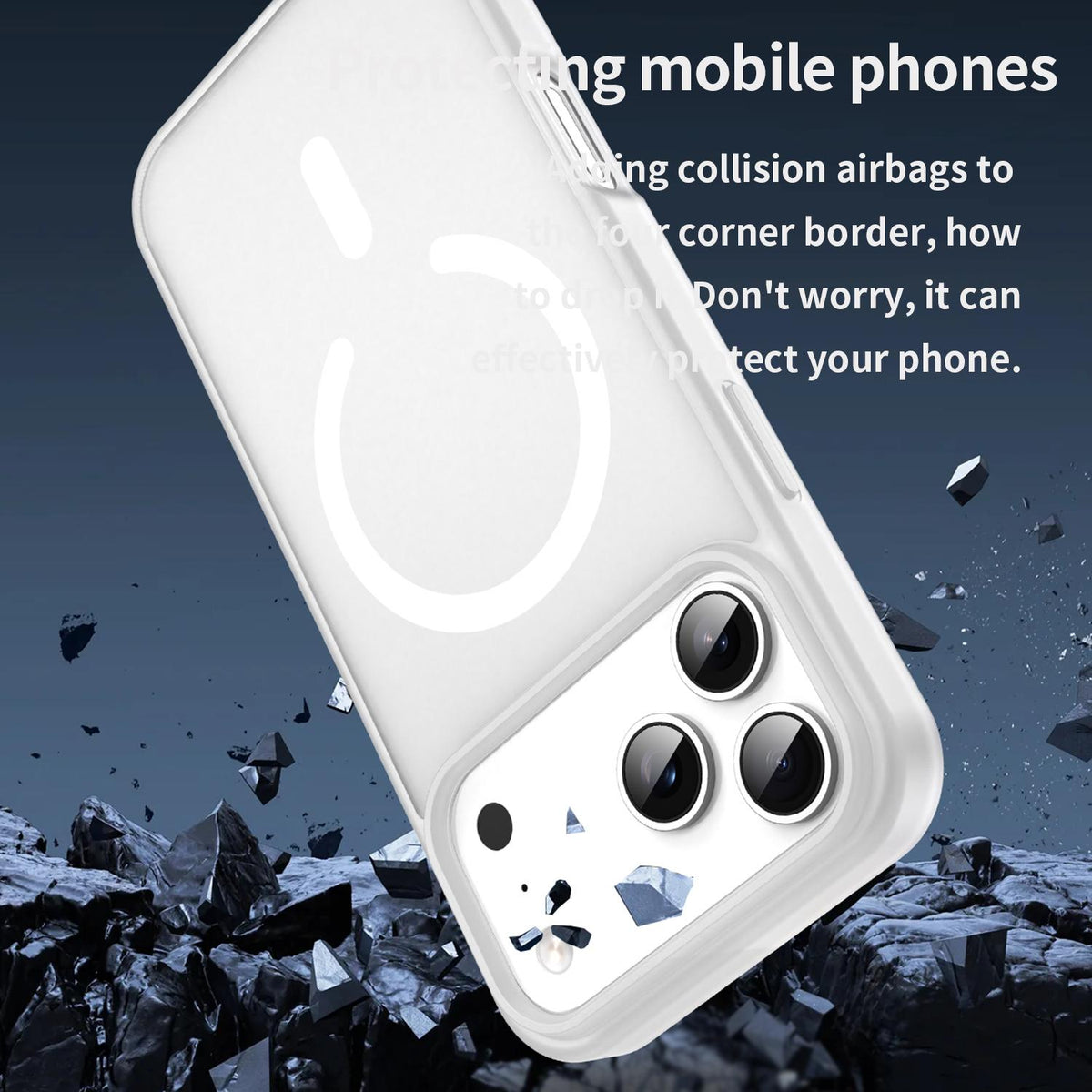 Compatible with iPhone 18 Pro Max Fanying Series PC Dual-Layer TPU Translucent Frosted MagSafe Phone Case - Matte White