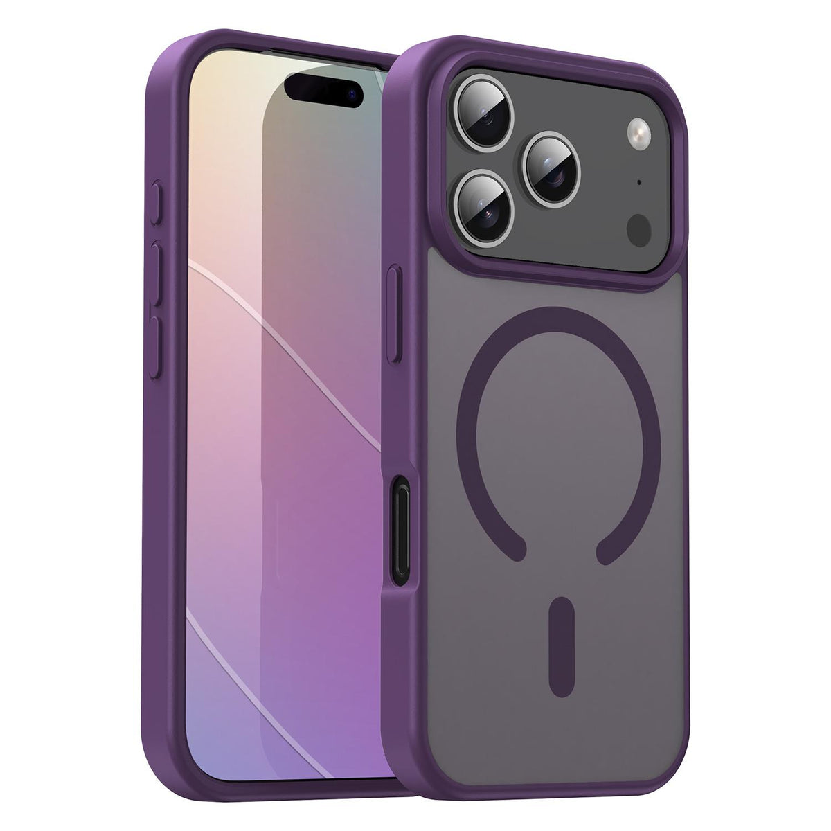 Compatible with iPhone 18 Pro Fanying Series PC Dual-Layer TPU Translucent Frosted MagSafe Phone Case - Crystal Purple