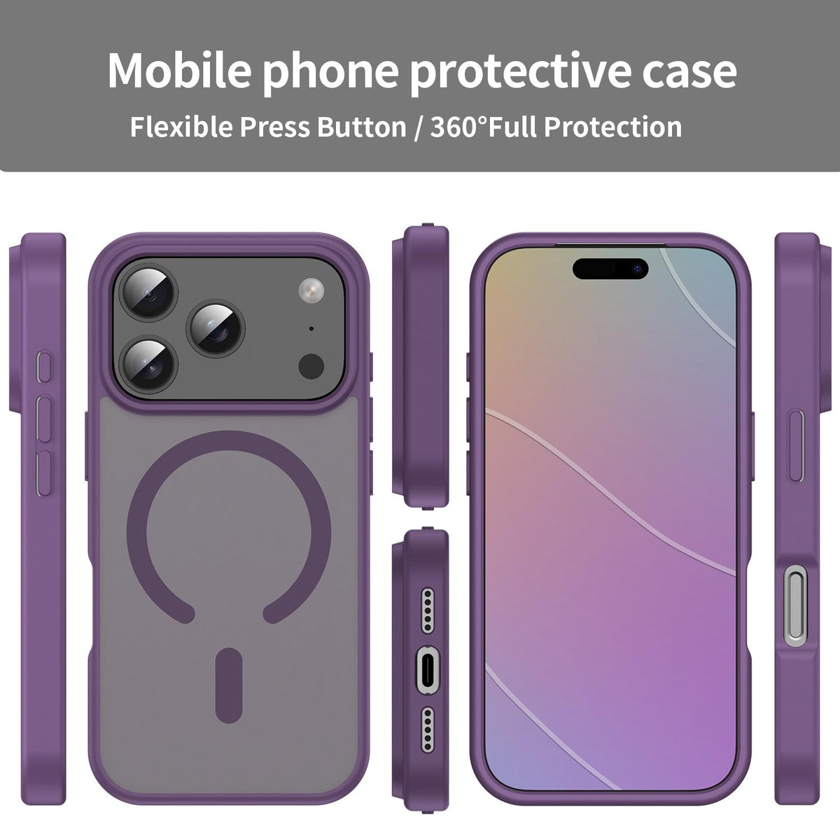 Compatible with iPhone 18 Pro Fanying Series PC Dual-Layer TPU Translucent Frosted MagSafe Phone Case - Crystal Purple