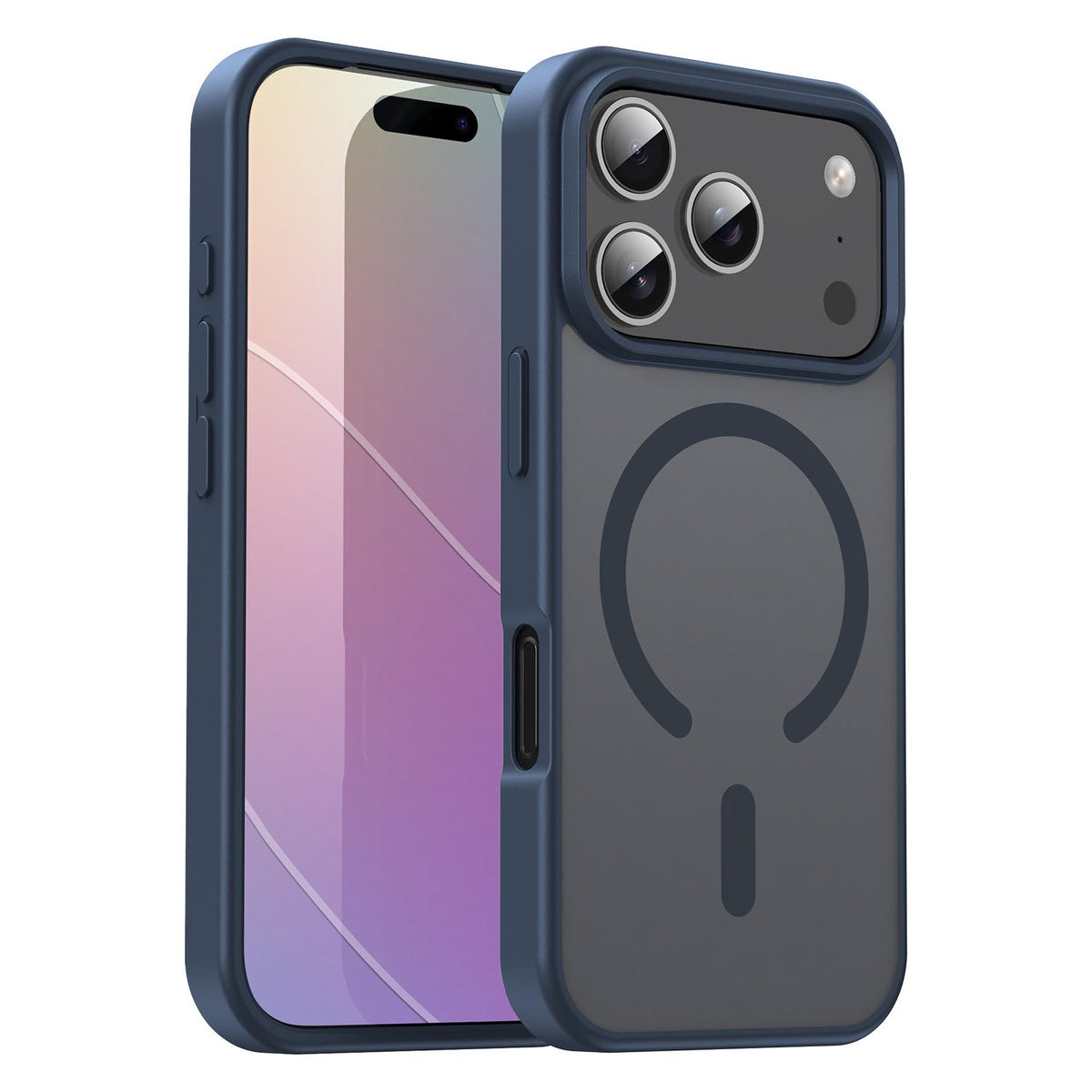 Compatible with iPhone 18 Pro Fanying Series PC Dual-Layer TPU Translucent Frosted MagSafe Phone Case - Cyan Blue