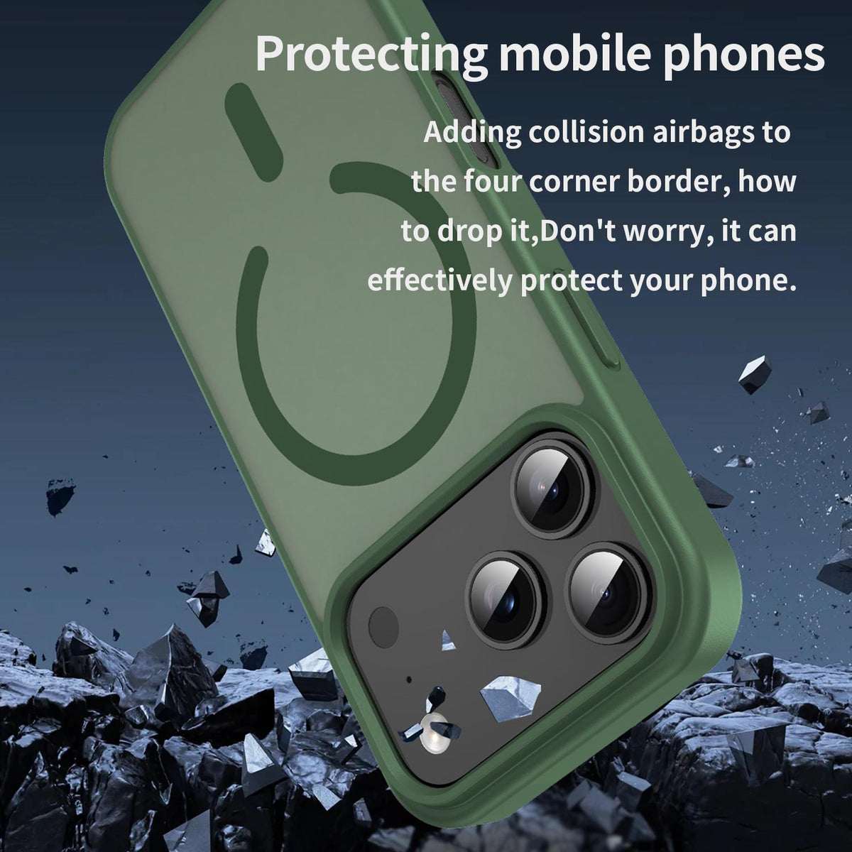 Compatible with iPhone 18 Pro Fanying Series PC Dual-Layer TPU Translucent Frosted MagSafe Phone Case - Olive Green