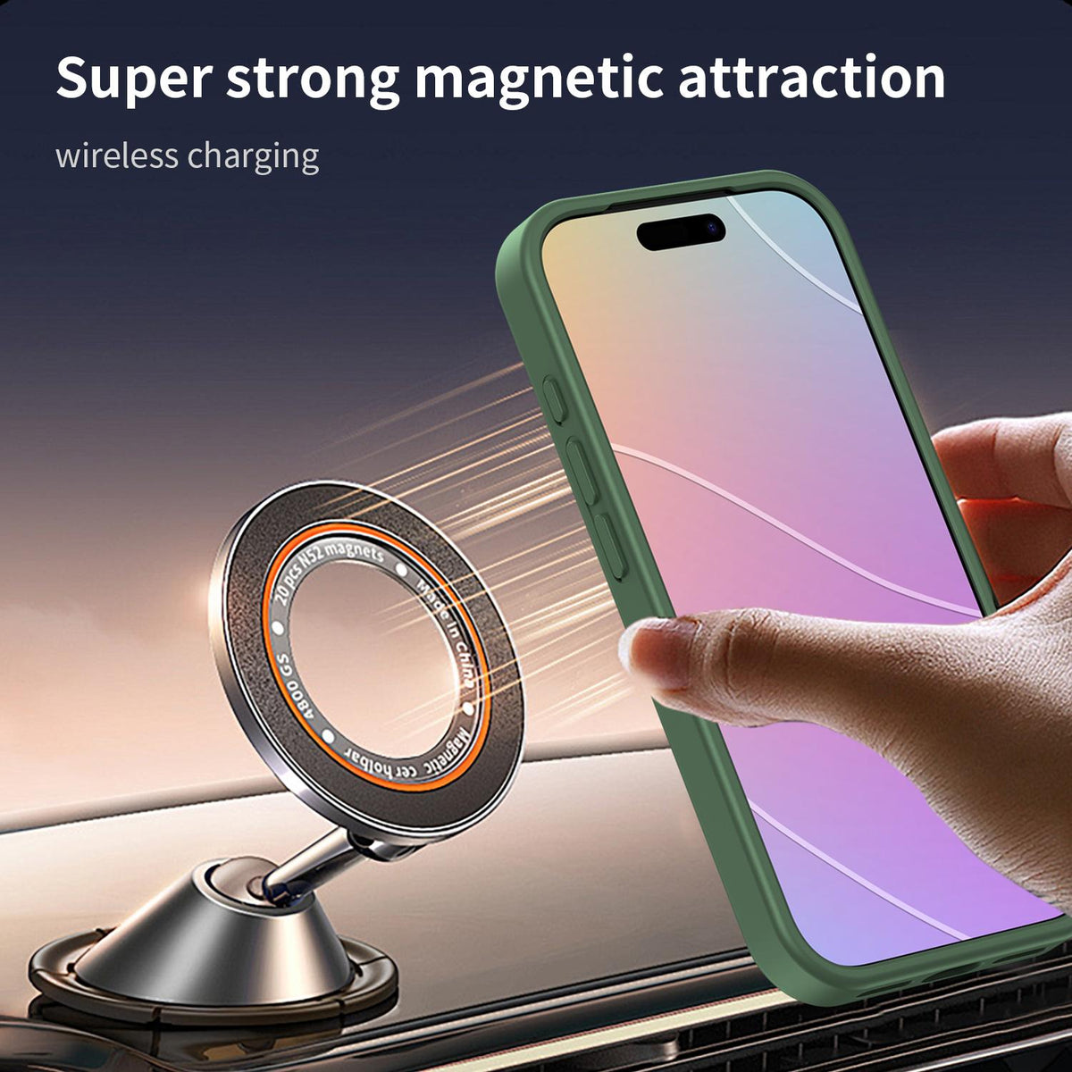 Compatible with iPhone 18 Pro Fanying Series PC Dual-Layer TPU Translucent Frosted MagSafe Phone Case - Olive Green