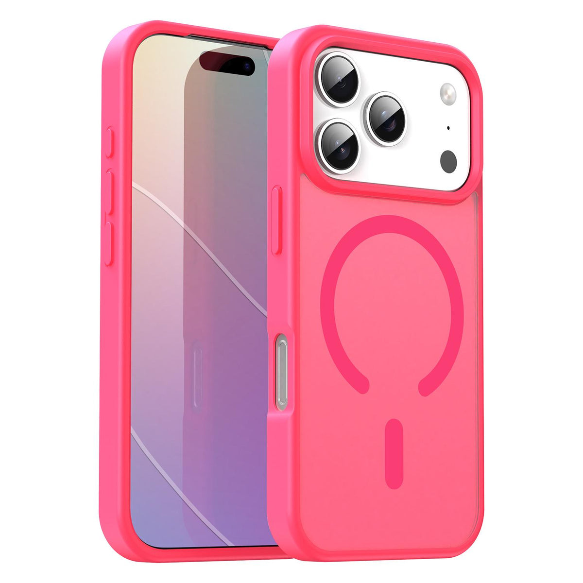 Compatible with iPhone 18 Pro Fanying Series PC Dual-Layer TPU Translucent Frosted MagSafe Phone Case - Rose Red