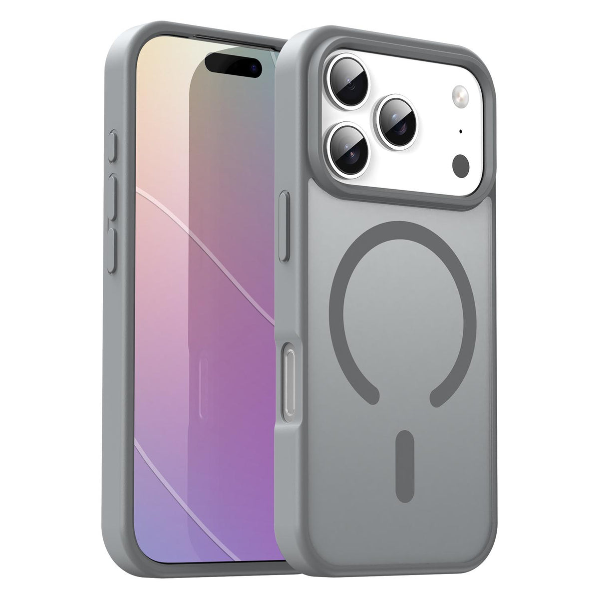 Compatible with iPhone 18 Pro Fanying Series PC Dual-Layer TPU Translucent Frosted MagSafe Phone Case - Silver Grey