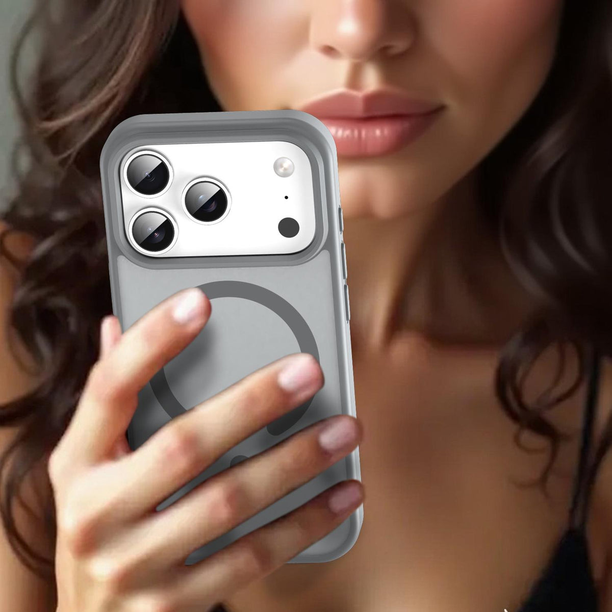 Compatible with iPhone 18 Pro Fanying Series PC Dual-Layer TPU Translucent Frosted MagSafe Phone Case - Silver Grey