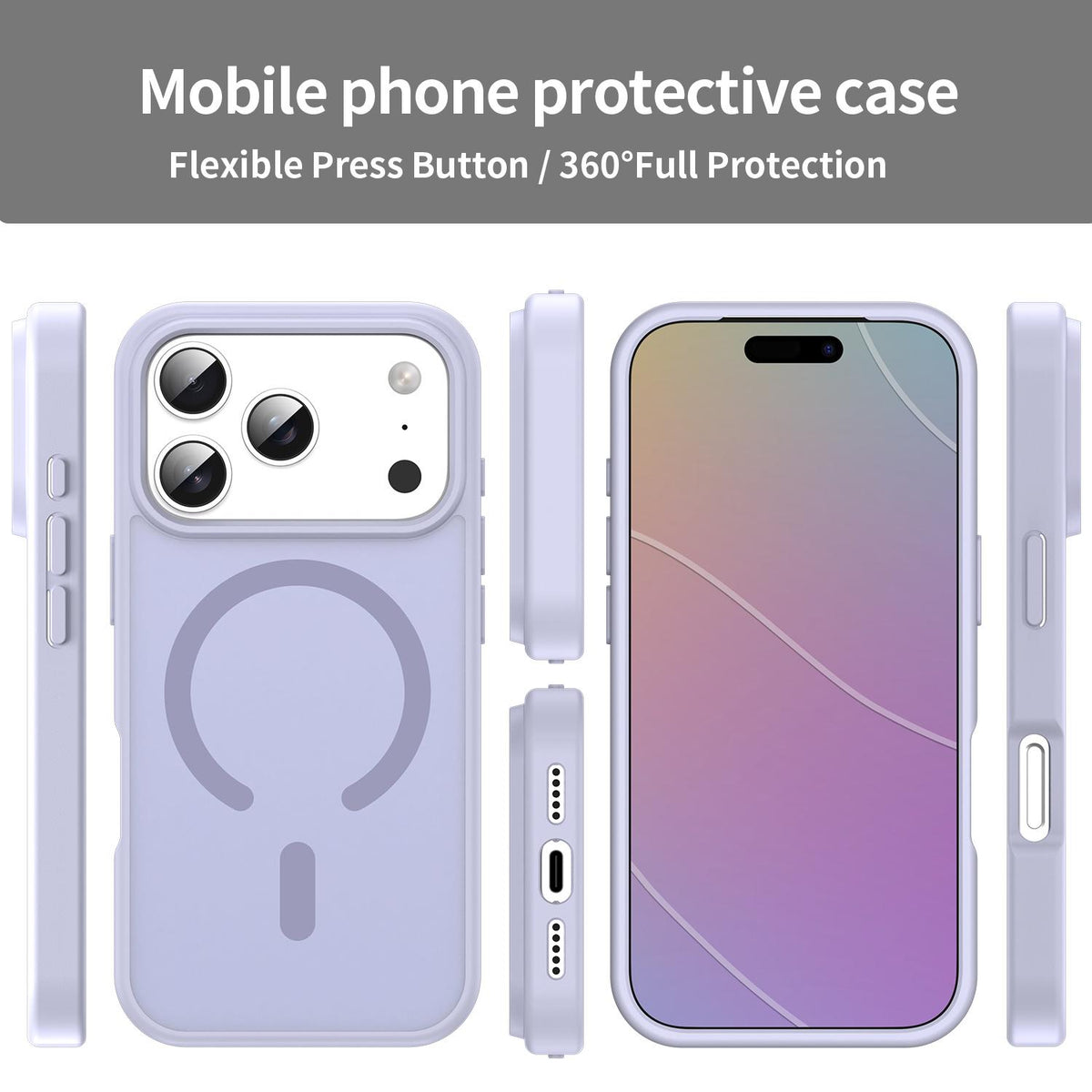 Compatible with iPhone 18 Pro Fanying Series PC Dual-Layer TPU Translucent Frosted MagSafe Phone Case - Lavender