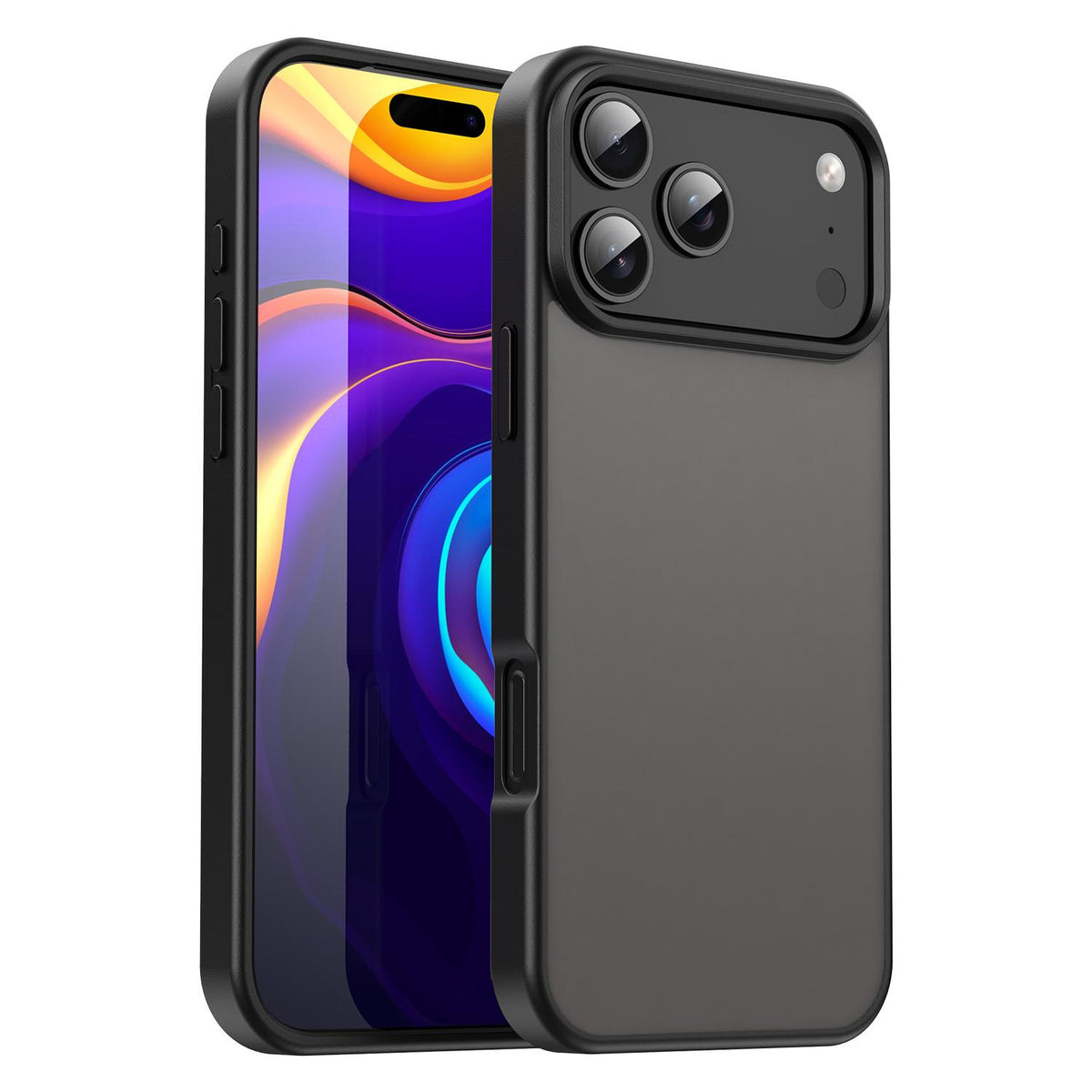 Compatible with iPhone 18 Pro Max Fanying Series PC Dual-Layer TPU Translucent Frosted Phone Case - Translucent Black