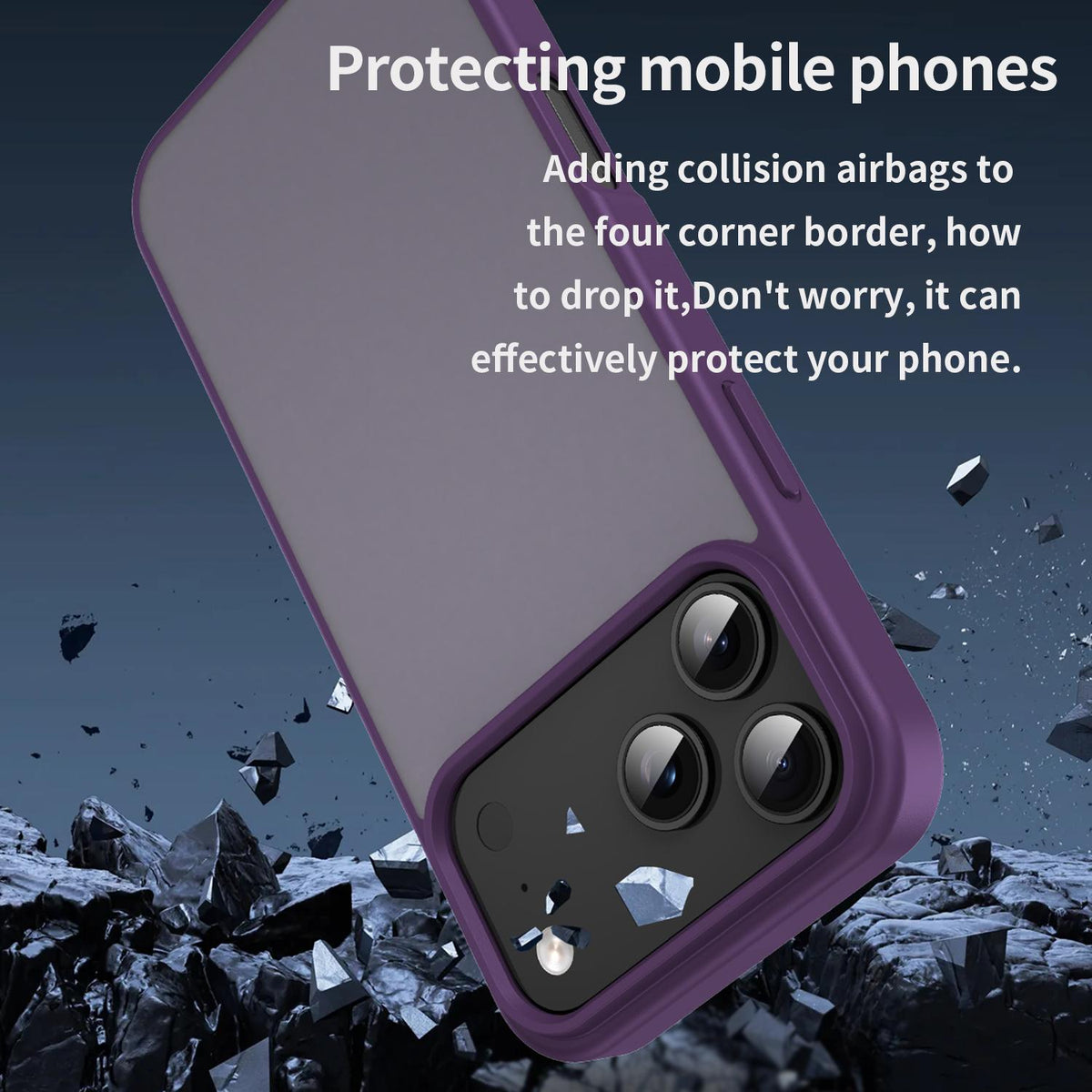 Compatible with iPhone 18 Pro Max Fanying Series PC Dual-Layer TPU Translucent Frosted Phone Case - Crystal Purple