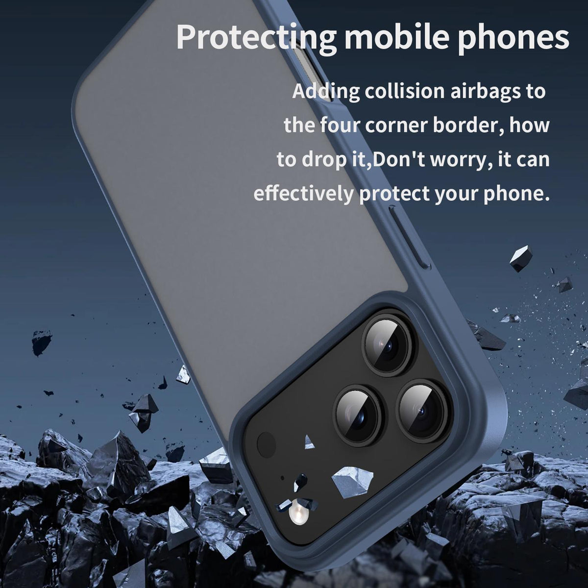 Compatible with iPhone 18 Pro Max Fanying Series PC Dual-Layer TPU Translucent Frosted Phone Case - Cyan Blue