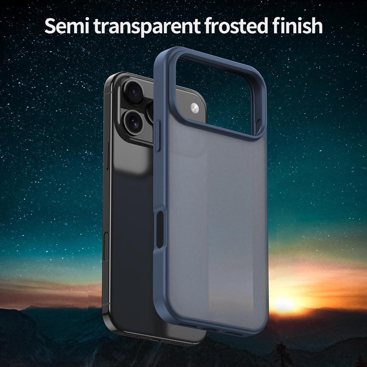 Compatible with iPhone 18 Pro Max Fanying Series PC Dual-Layer TPU Translucent Frosted Phone Case - Cyan Blue