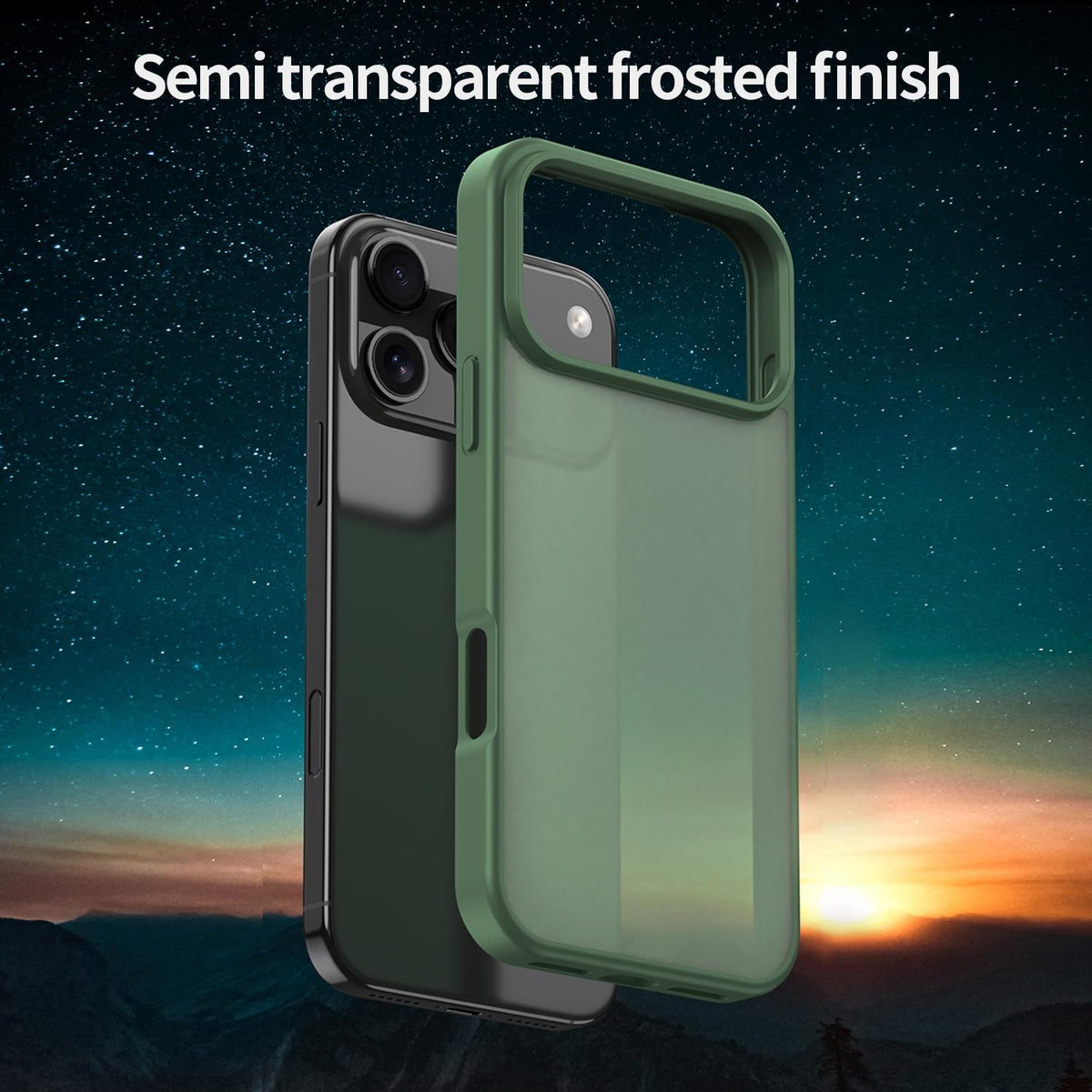 Compatible with iPhone 18 Pro Max Fanying Series PC Dual-Layer TPU Translucent Frosted Phone Case - Olive Green