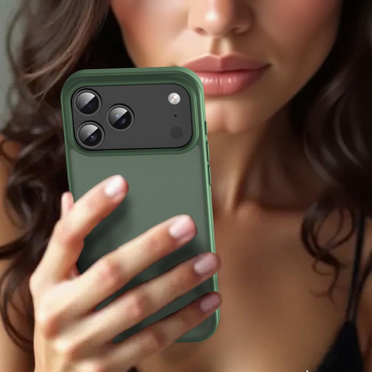Compatible with iPhone 18 Pro Max Fanying Series PC Dual-Layer TPU Translucent Frosted Phone Case - Olive Green