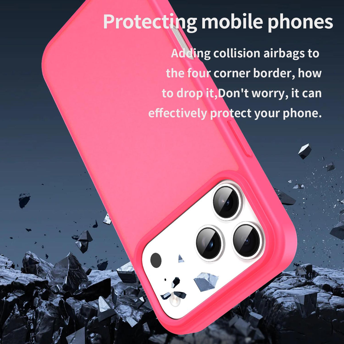 Compatible with iPhone 18 Pro Max Fanying Series PC Dual-Layer TPU Translucent Frosted Phone Case - Rose Red