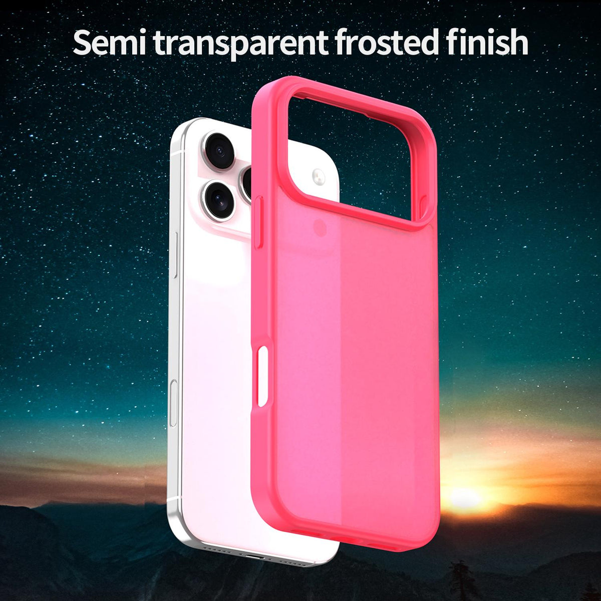 Compatible with iPhone 18 Pro Max Fanying Series PC Dual-Layer TPU Translucent Frosted Phone Case - Rose Red