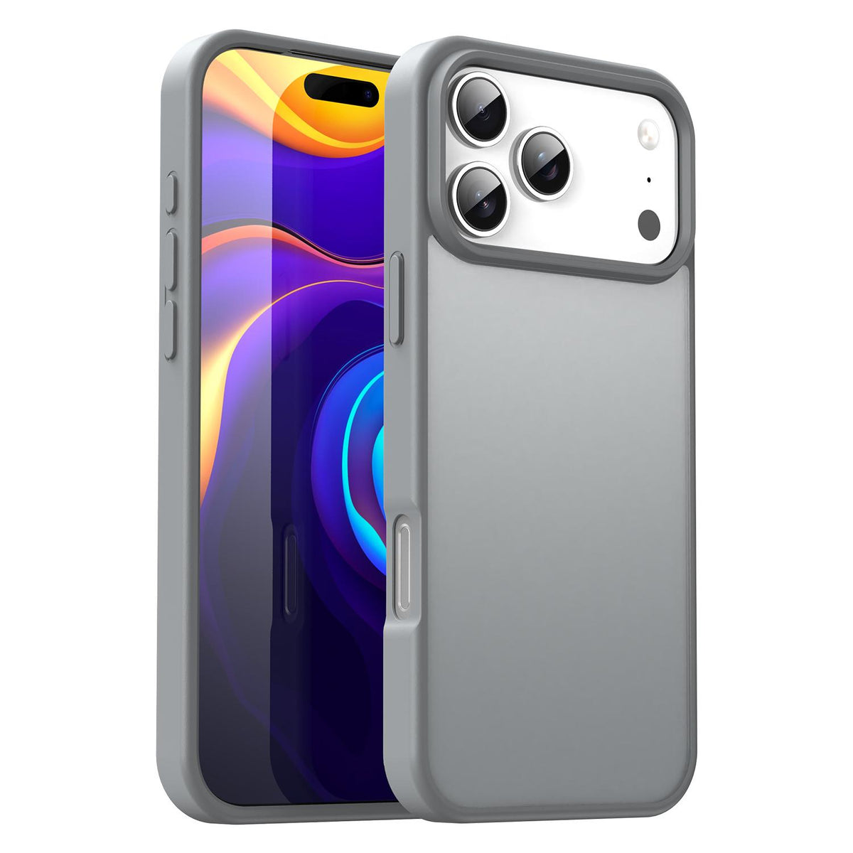Compatible with iPhone 18 Pro Max Fanying Series PC Dual-Layer TPU Translucent Frosted Phone Case - Silver Grey