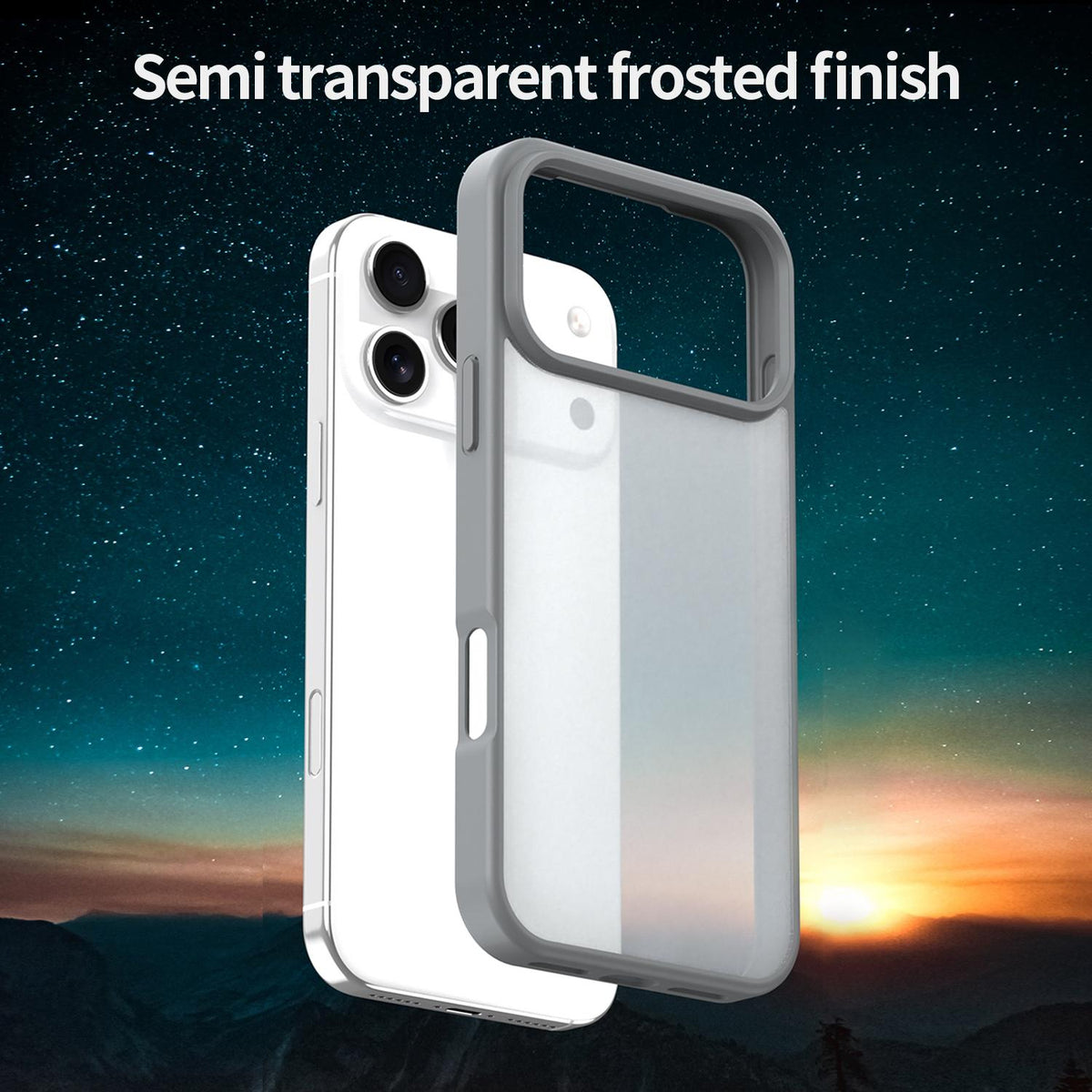 Compatible with iPhone 18 Pro Max Fanying Series PC Dual-Layer TPU Translucent Frosted Phone Case - Silver Grey