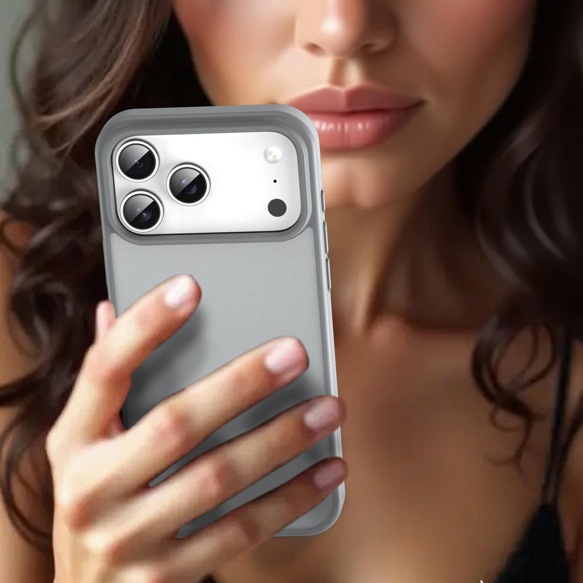 Compatible with iPhone 18 Pro Max Fanying Series PC Dual-Layer TPU Translucent Frosted Phone Case - Silver Grey