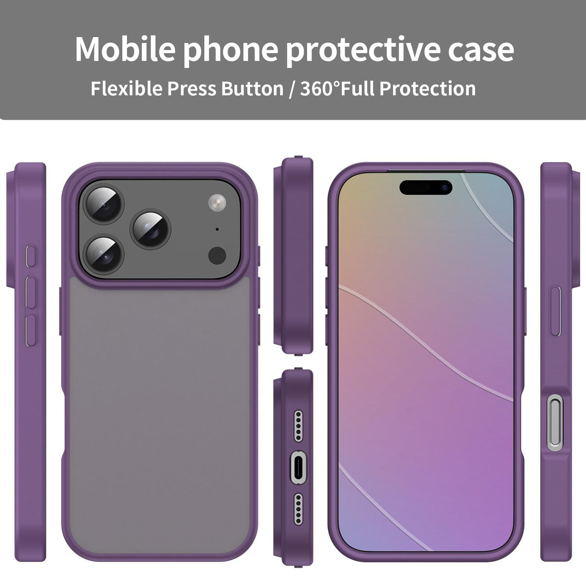 Compatible with iPhone 18 Pro Fanying Series PC Dual-Layer TPU Translucent Frosted Phone Case - Crystal Purple