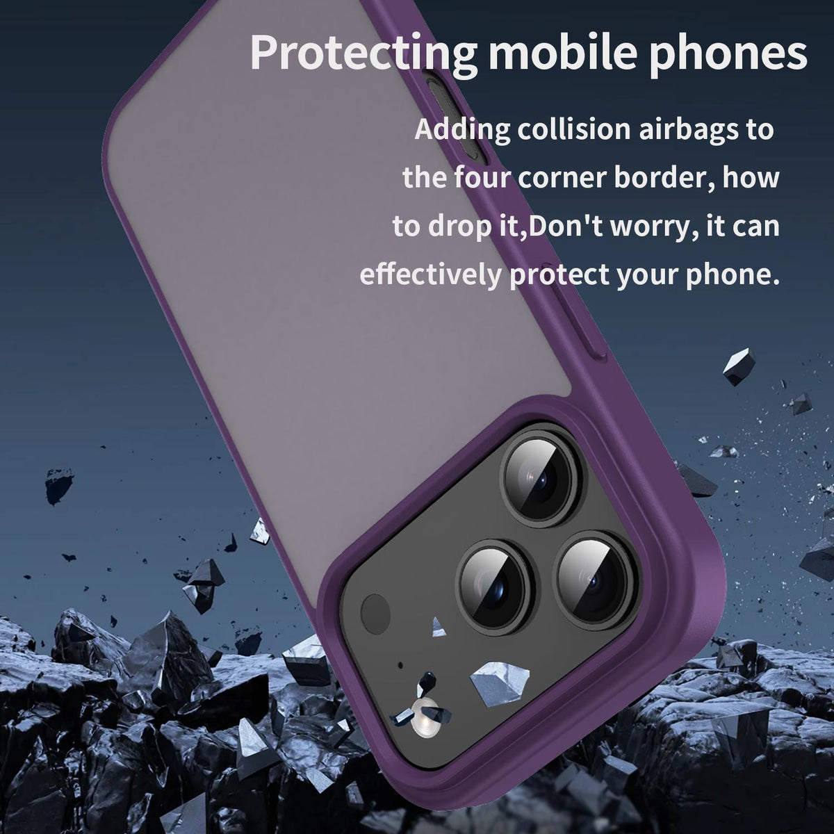 Compatible with iPhone 18 Pro Fanying Series PC Dual-Layer TPU Translucent Frosted Phone Case - Crystal Purple