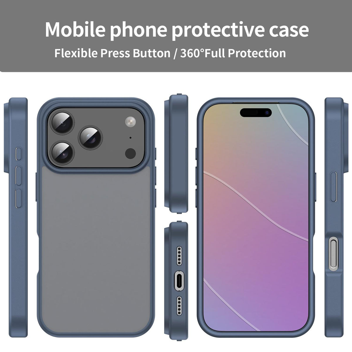 Compatible with iPhone 18 Pro Fanying Series PC Dual-Layer TPU Translucent Frosted Phone Case - Cyan Blue