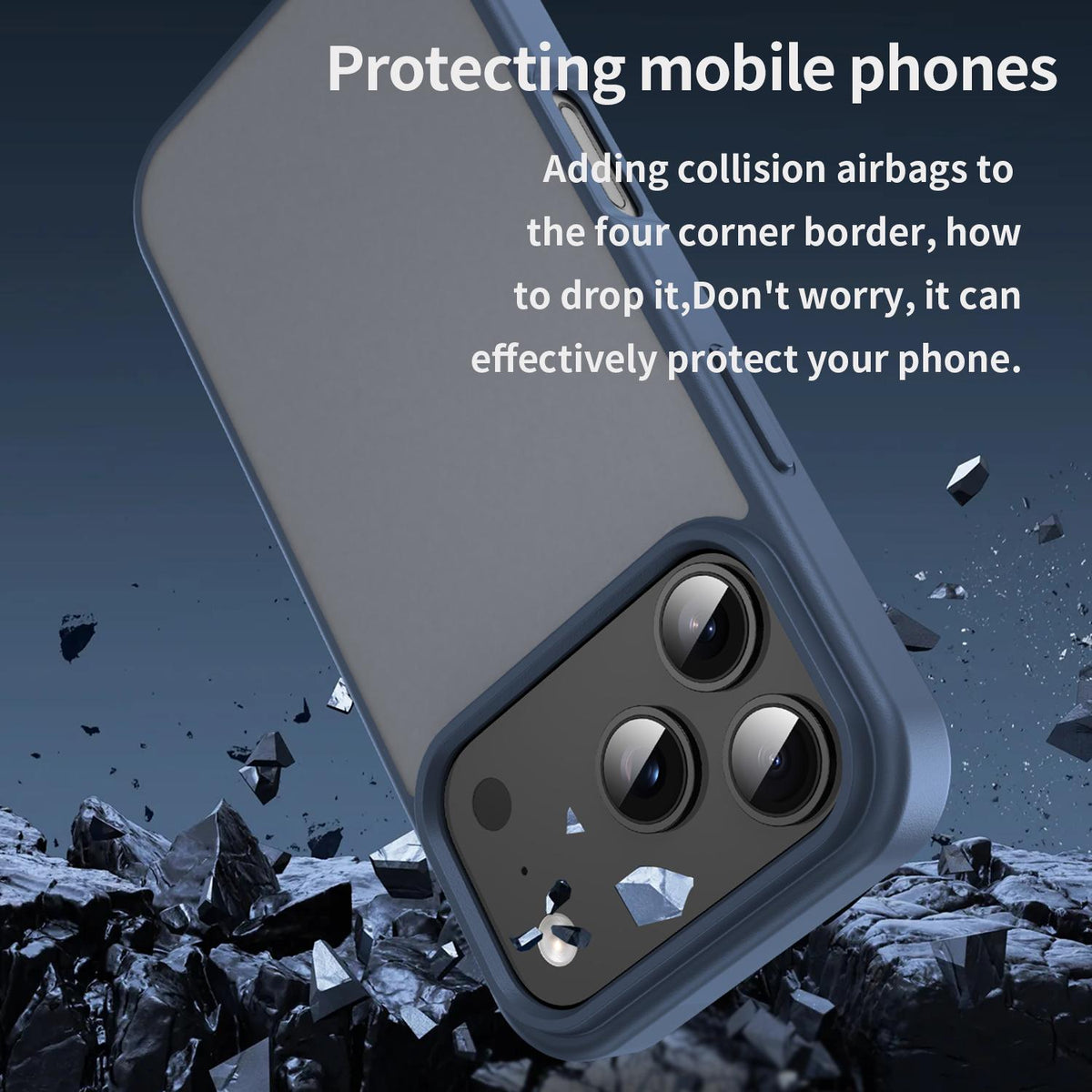 Compatible with iPhone 18 Pro Fanying Series PC Dual-Layer TPU Translucent Frosted Phone Case - Cyan Blue