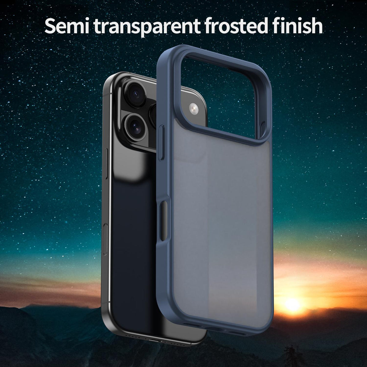 Compatible with iPhone 18 Pro Fanying Series PC Dual-Layer TPU Translucent Frosted Phone Case - Cyan Blue