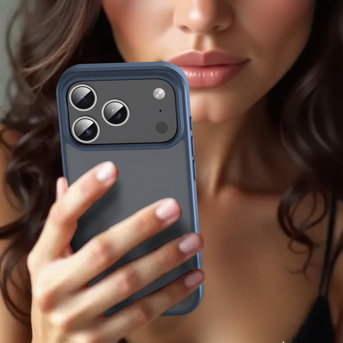 Compatible with iPhone 18 Pro Fanying Series PC Dual-Layer TPU Translucent Frosted Phone Case - Cyan Blue