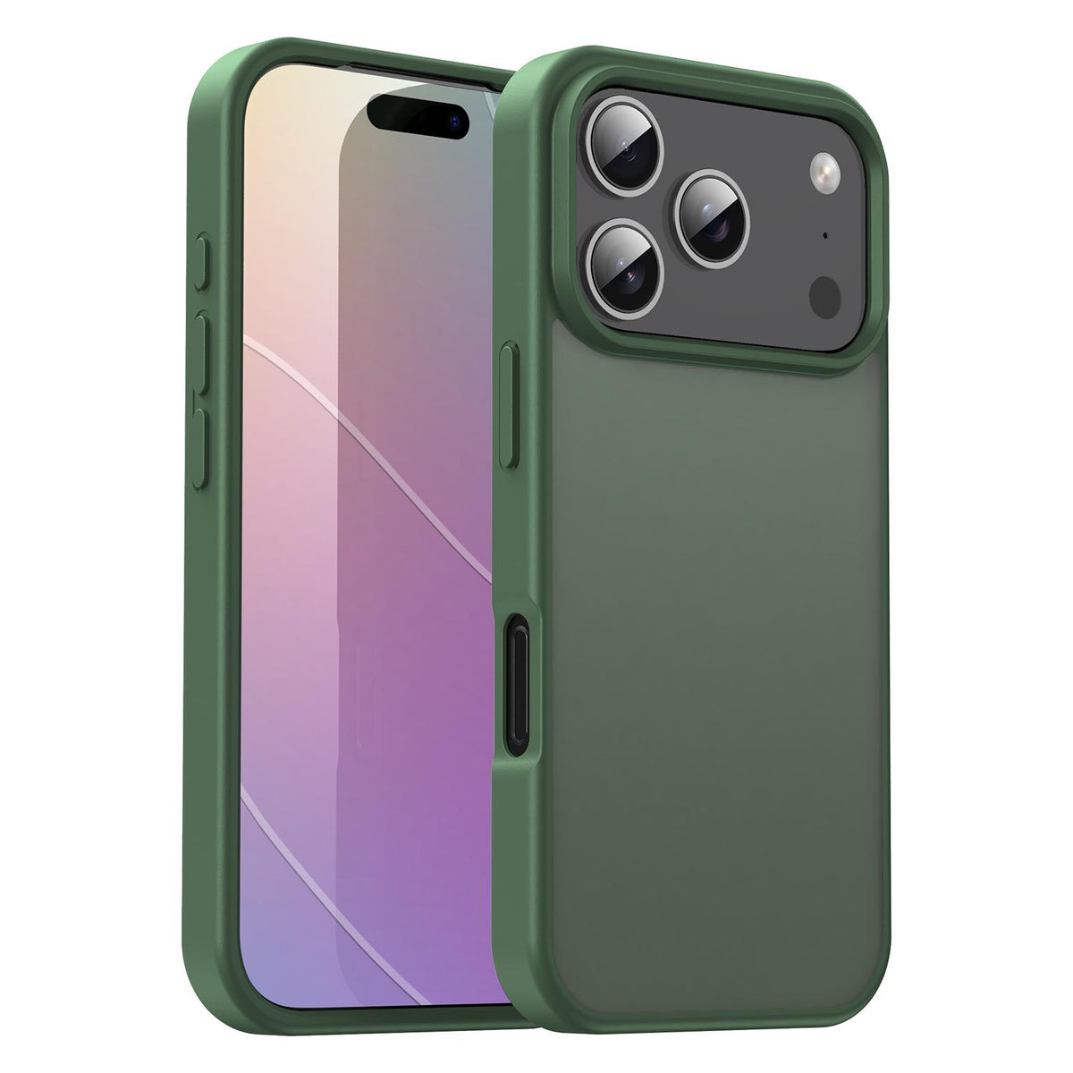 Compatible with iPhone 18 Pro Fanying Series PC Dual-Layer TPU Translucent Frosted Phone Case - Olive Green