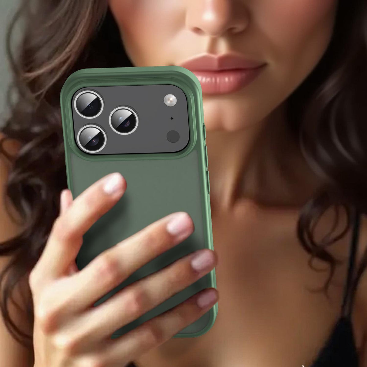 Compatible with iPhone 18 Pro Fanying Series PC Dual-Layer TPU Translucent Frosted Phone Case - Olive Green