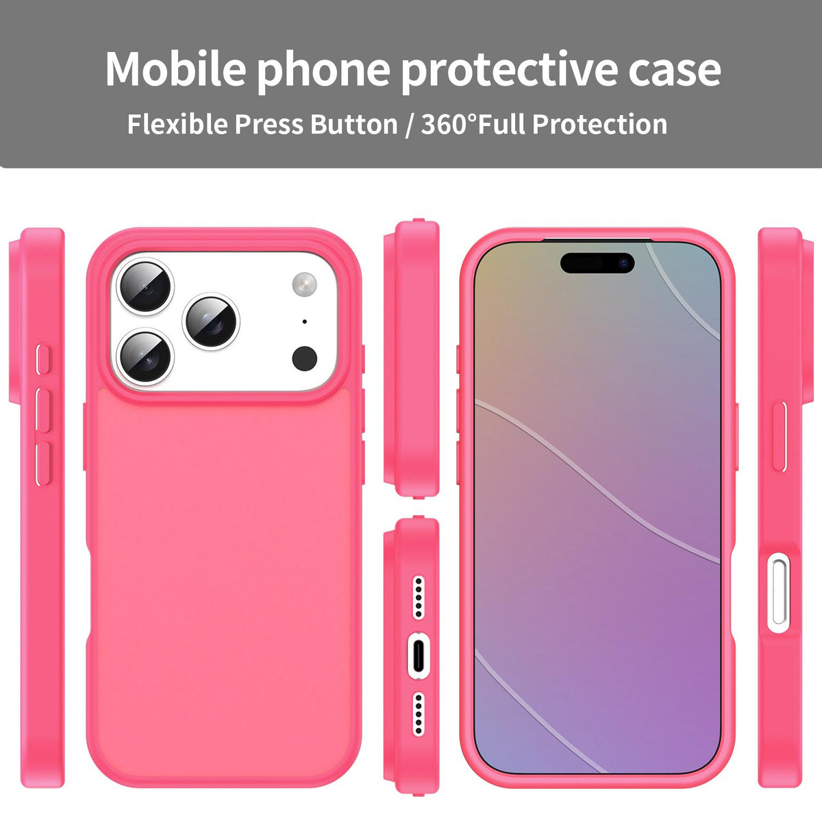 Compatible with iPhone 18 Pro Fanying Series PC Dual-Layer TPU Translucent Frosted Phone Case - Rose Red