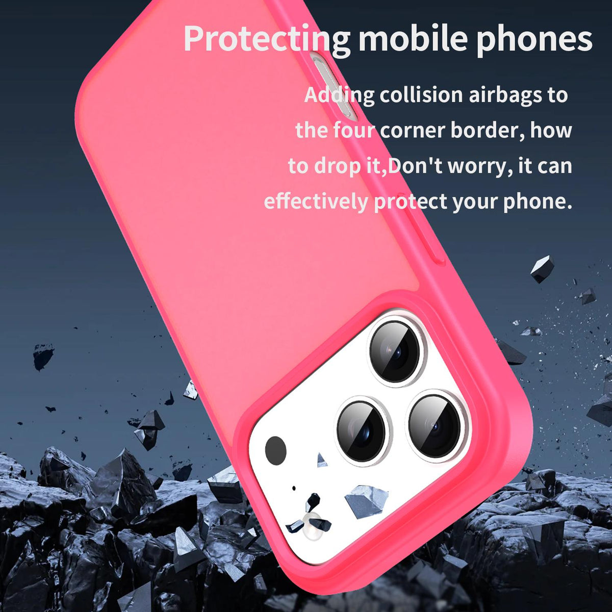 Compatible with iPhone 18 Pro Fanying Series PC Dual-Layer TPU Translucent Frosted Phone Case - Rose Red