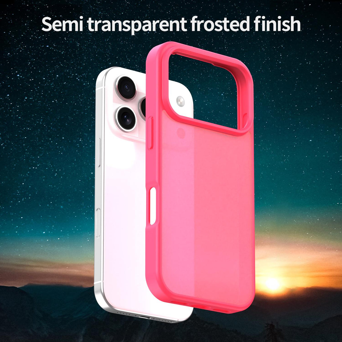 Compatible with iPhone 18 Pro Fanying Series PC Dual-Layer TPU Translucent Frosted Phone Case - Rose Red