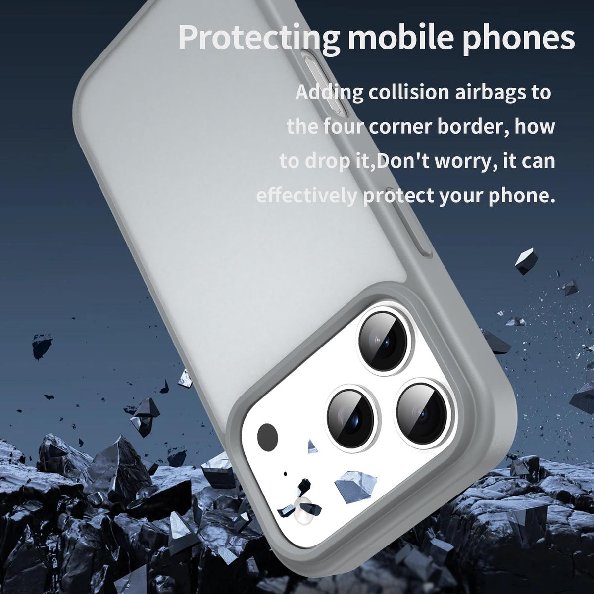 Compatible with iPhone 18 Pro Fanying Series PC Dual-Layer TPU Translucent Frosted Phone Case - Silver Grey