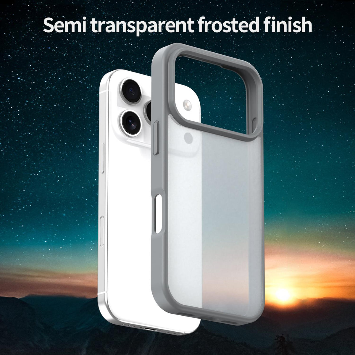 Compatible with iPhone 18 Pro Fanying Series PC Dual-Layer TPU Translucent Frosted Phone Case - Silver Grey