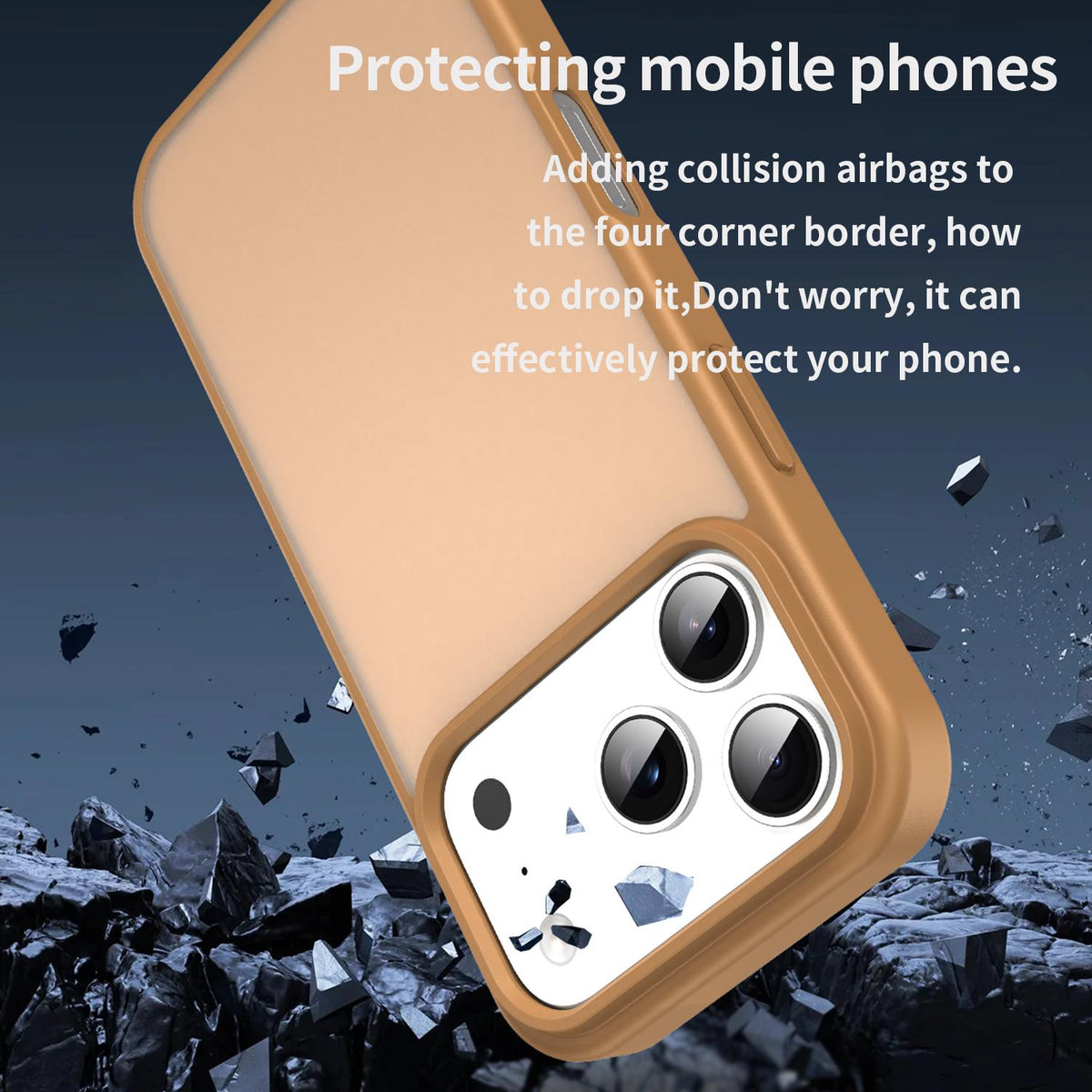 Compatible with iPhone 18 Pro Fanying Series PC Dual-Layer TPU Translucent Frosted Phone Case - Desert Gold