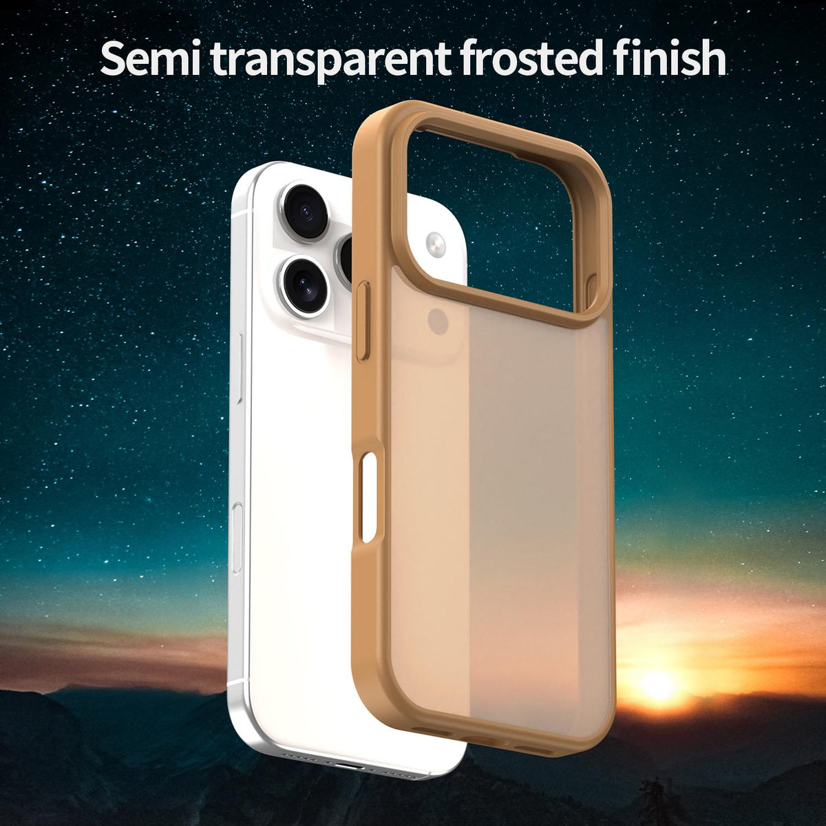 Compatible with iPhone 18 Pro Fanying Series PC Dual-Layer TPU Translucent Frosted Phone Case - Desert Gold