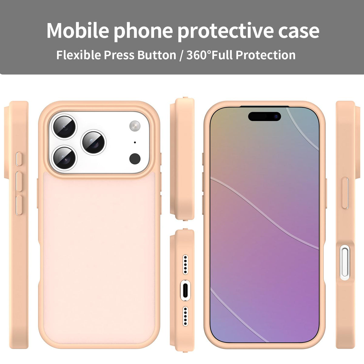 Compatible with iPhone 18 Pro Fanying Series PC Dual-Layer TPU Translucent Frosted Phone Case - Rouge Powder