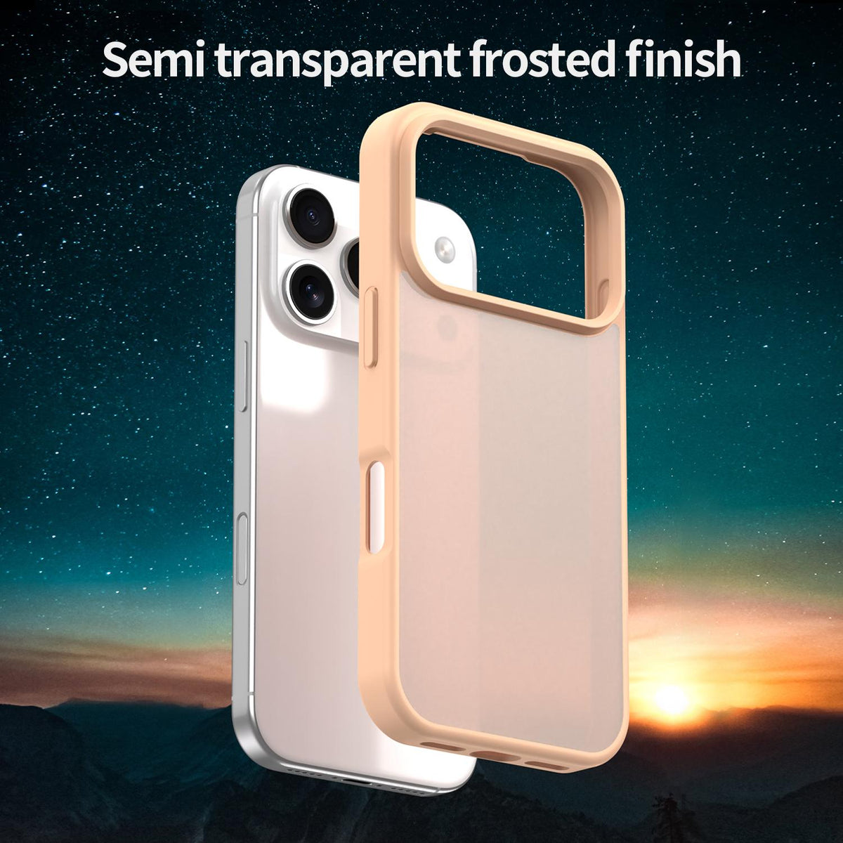 Compatible with iPhone 18 Pro Fanying Series PC Dual-Layer TPU Translucent Frosted Phone Case - Rouge Powder