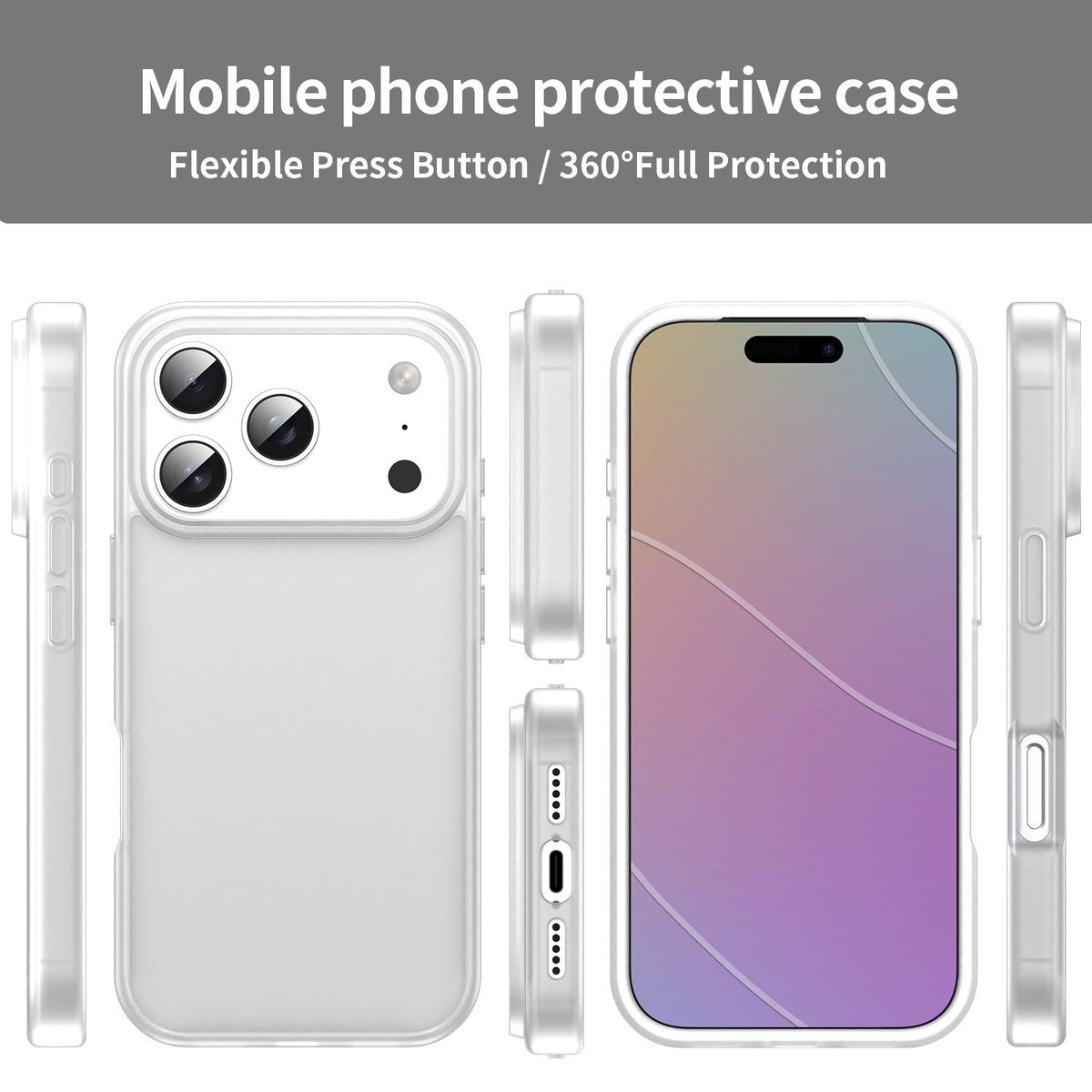 Compatible with iPhone 18 Pro Fanying Series PC Dual-Layer TPU Translucent Frosted Phone Case - Matte White