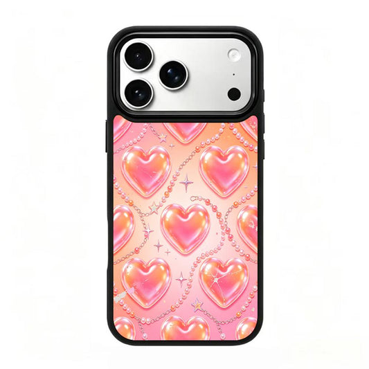 Compatible with iPhone 18 Pro Max & 17 Pro Max Colorful Painting PC Silicone Magnetic Phone Case - Peach Bubble Heart
